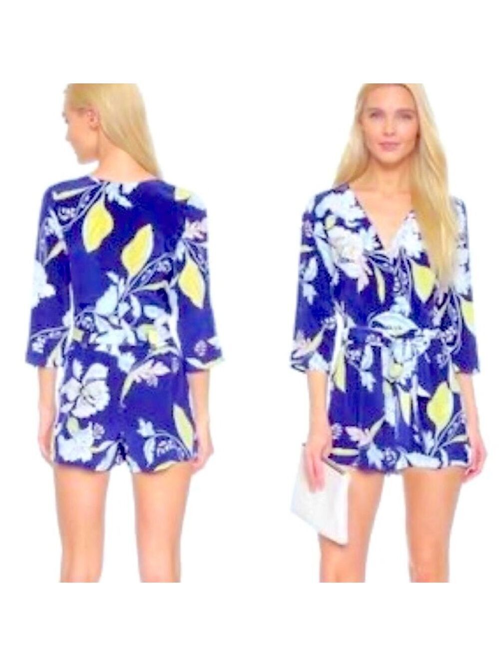 Yumi Kim Liz Romper in Eastern Garden Royal Blue - Size XS